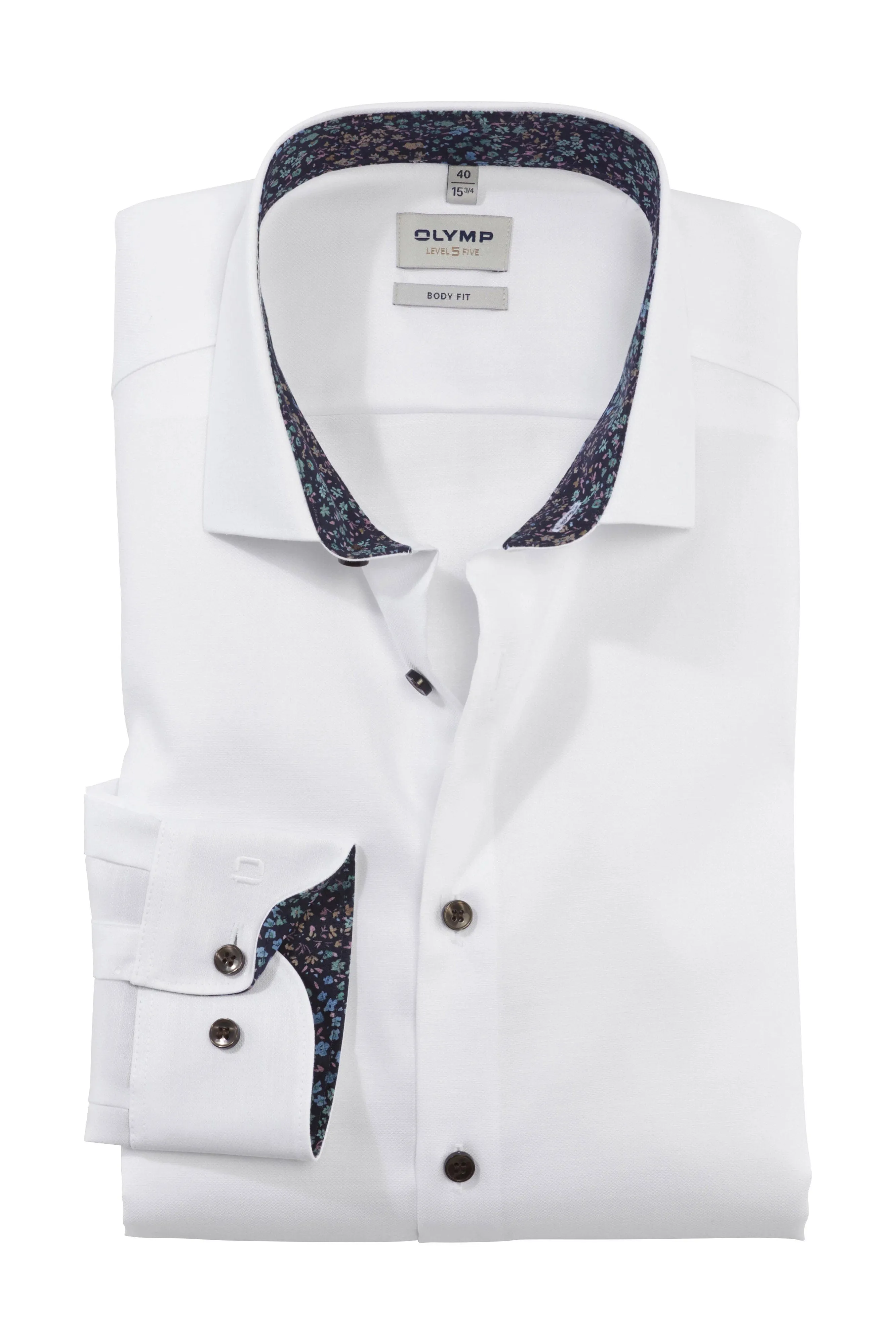Level 5 Body Fit Shirt with Trim Detail - White