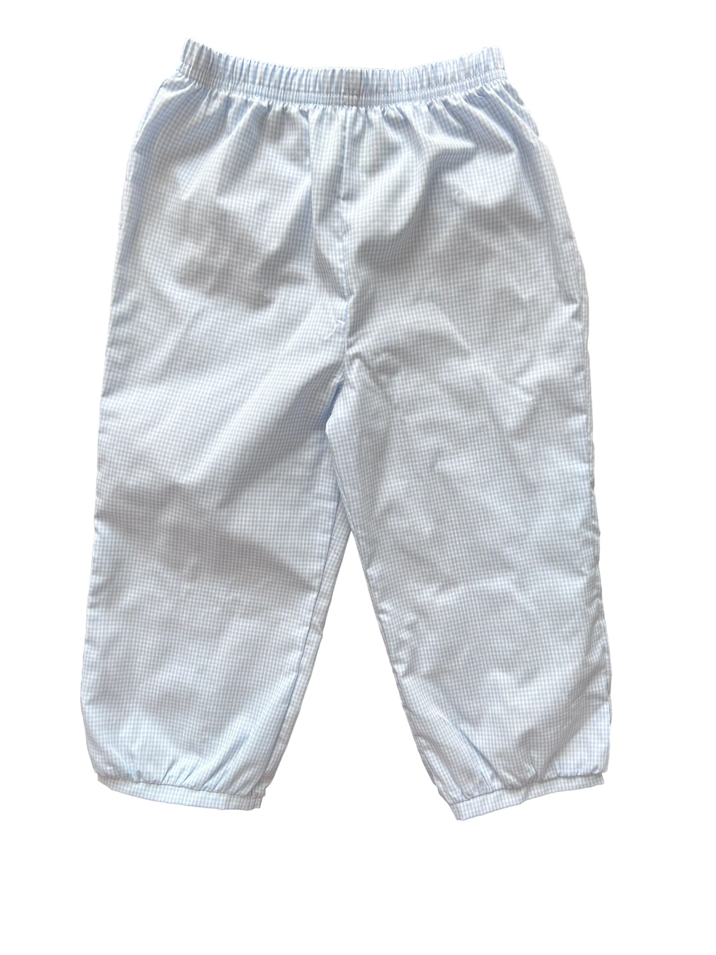 Light Blue Check Woven Banded Pants