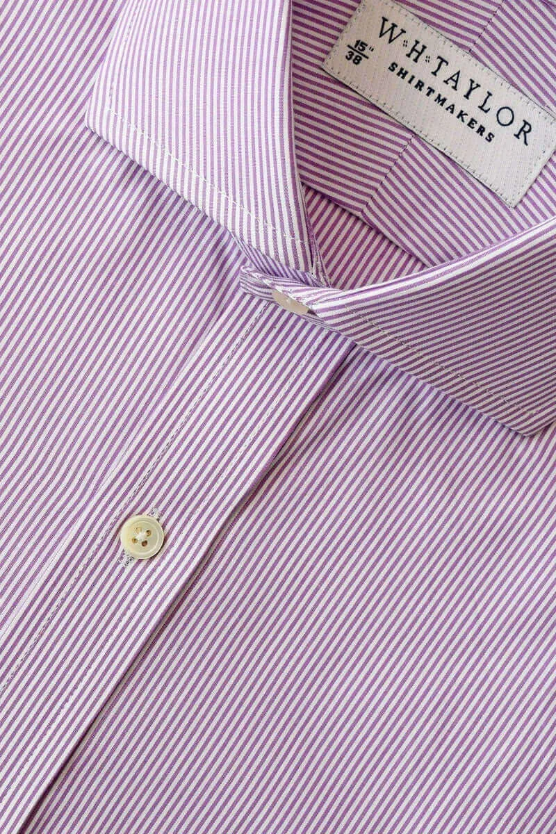 Lilac Narrow Bengal Stripe Poplin Men's Bespoke Shirt