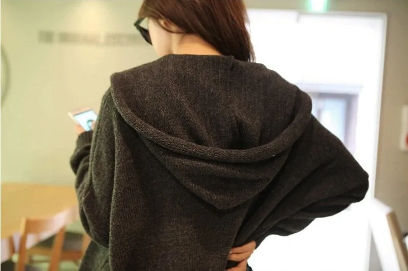 Loose Solid Color Lapel Pockets Long Cardigan
