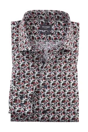 Luxor Modern Fit Bold Geometric Print - Olive/Red