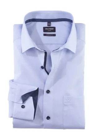 Luxor Modern Fit Plain Shirt with Trim - Light Blue