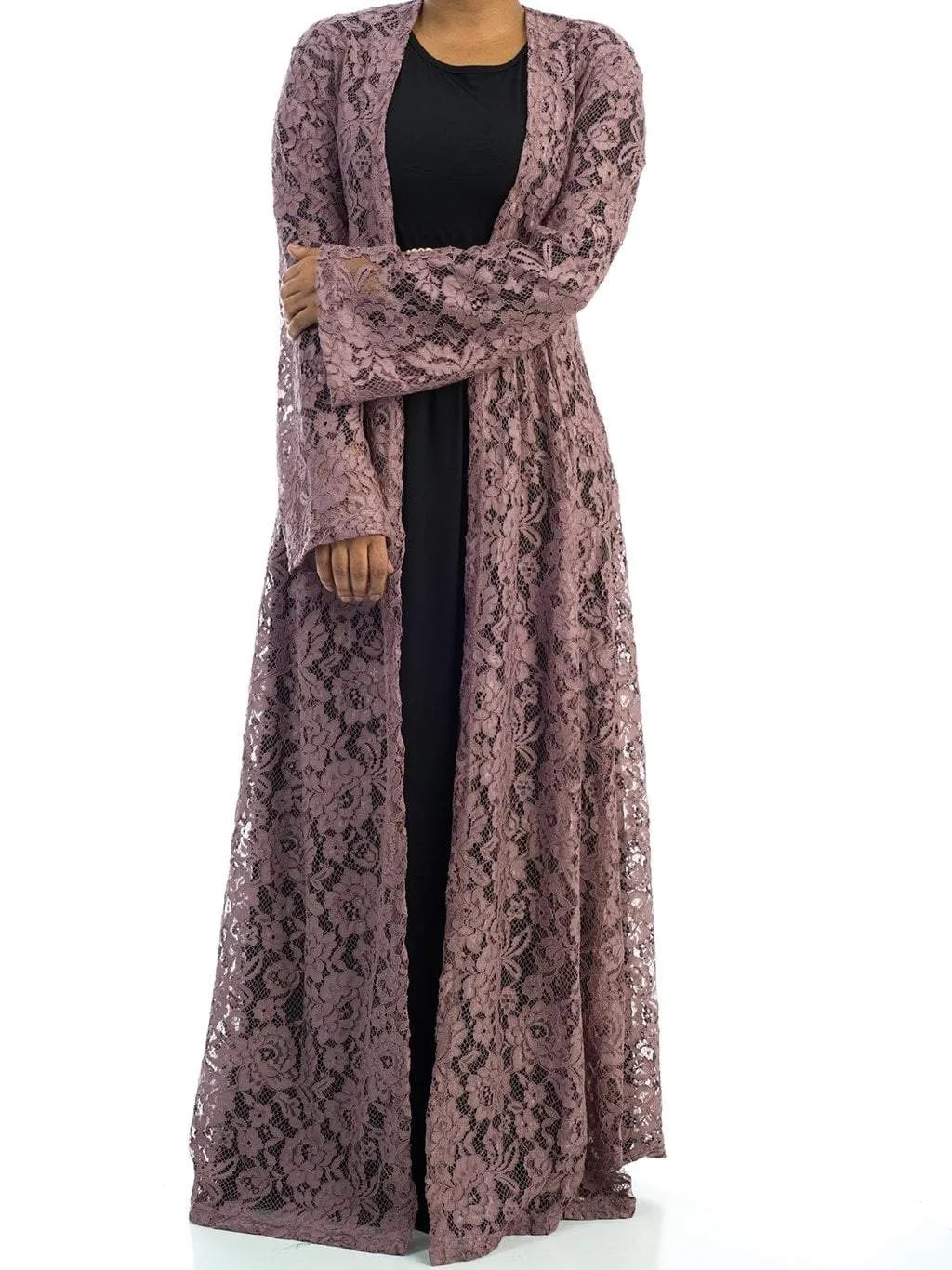 Mauve  Lace Maxi Cardigan