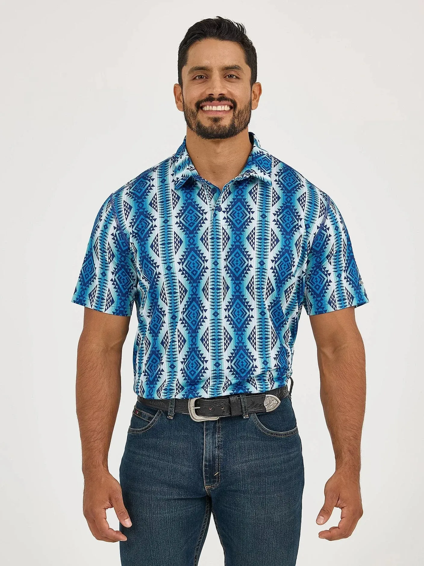 MENS BLUE PRINT WRANGLER PERFORMANCE POLO SHIRT