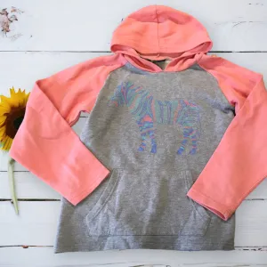 Mountain Warehouse Girls Grey/Pink Zebra Motif Hoodie Jumper - Girls 11-12yrs