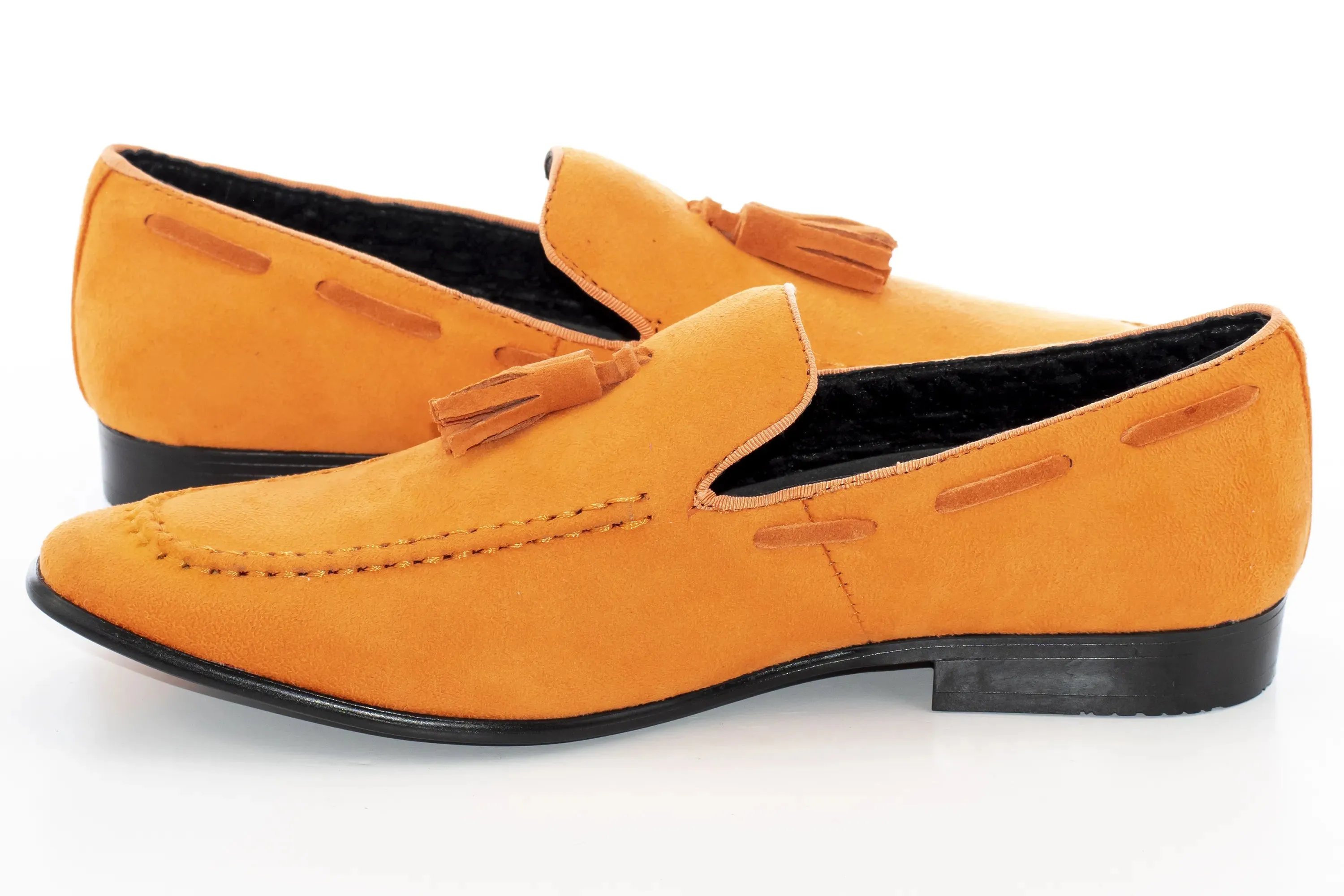 Orange Ultrasuede Loafer With Matching Tassels