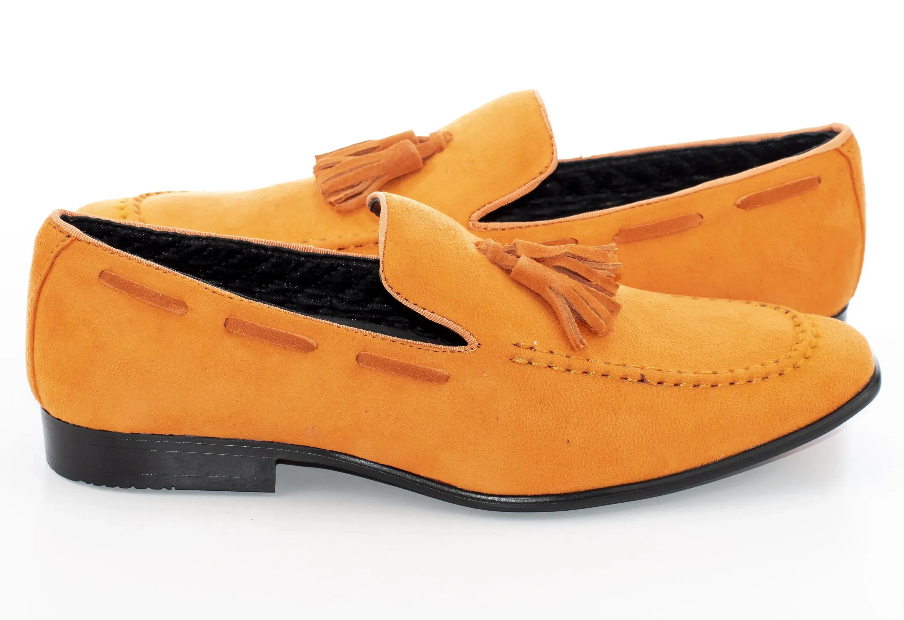 Orange Ultrasuede Loafer With Matching Tassels