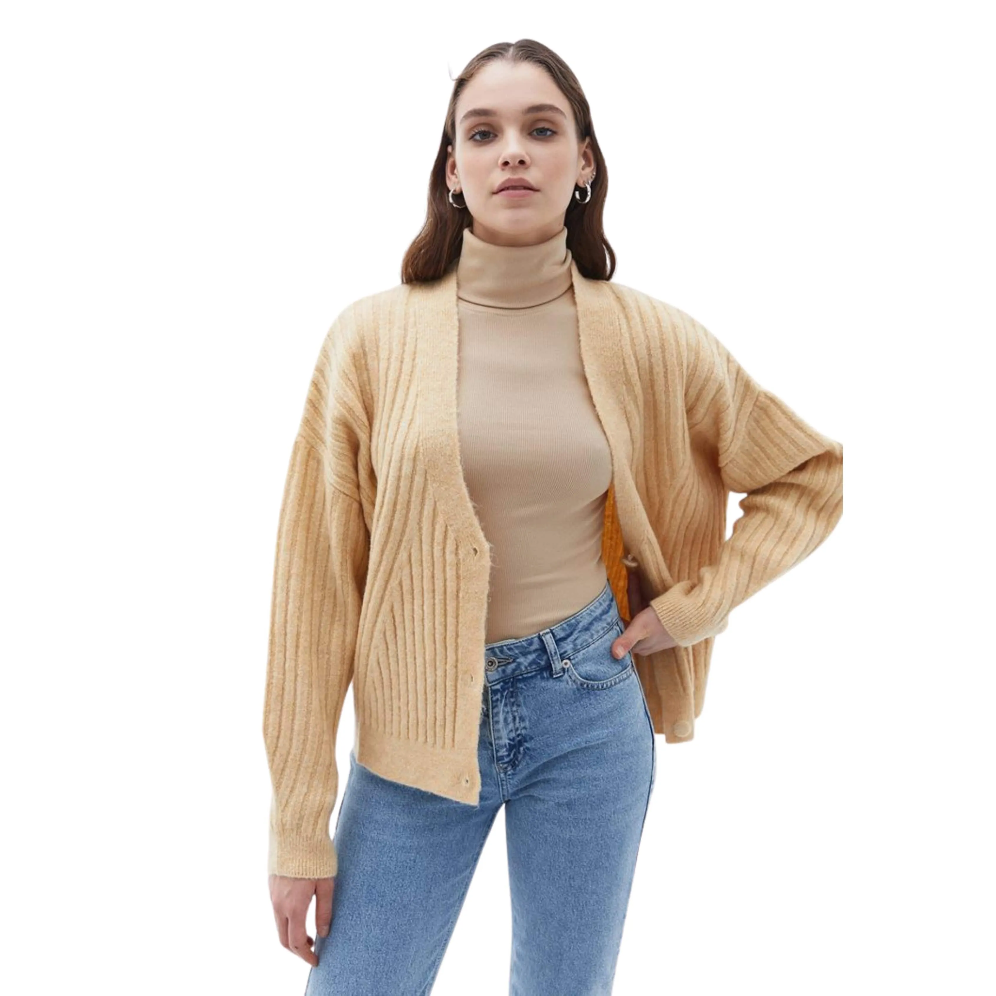 OXXO - Knit Detailed Buttoned Knitwear Cardigan