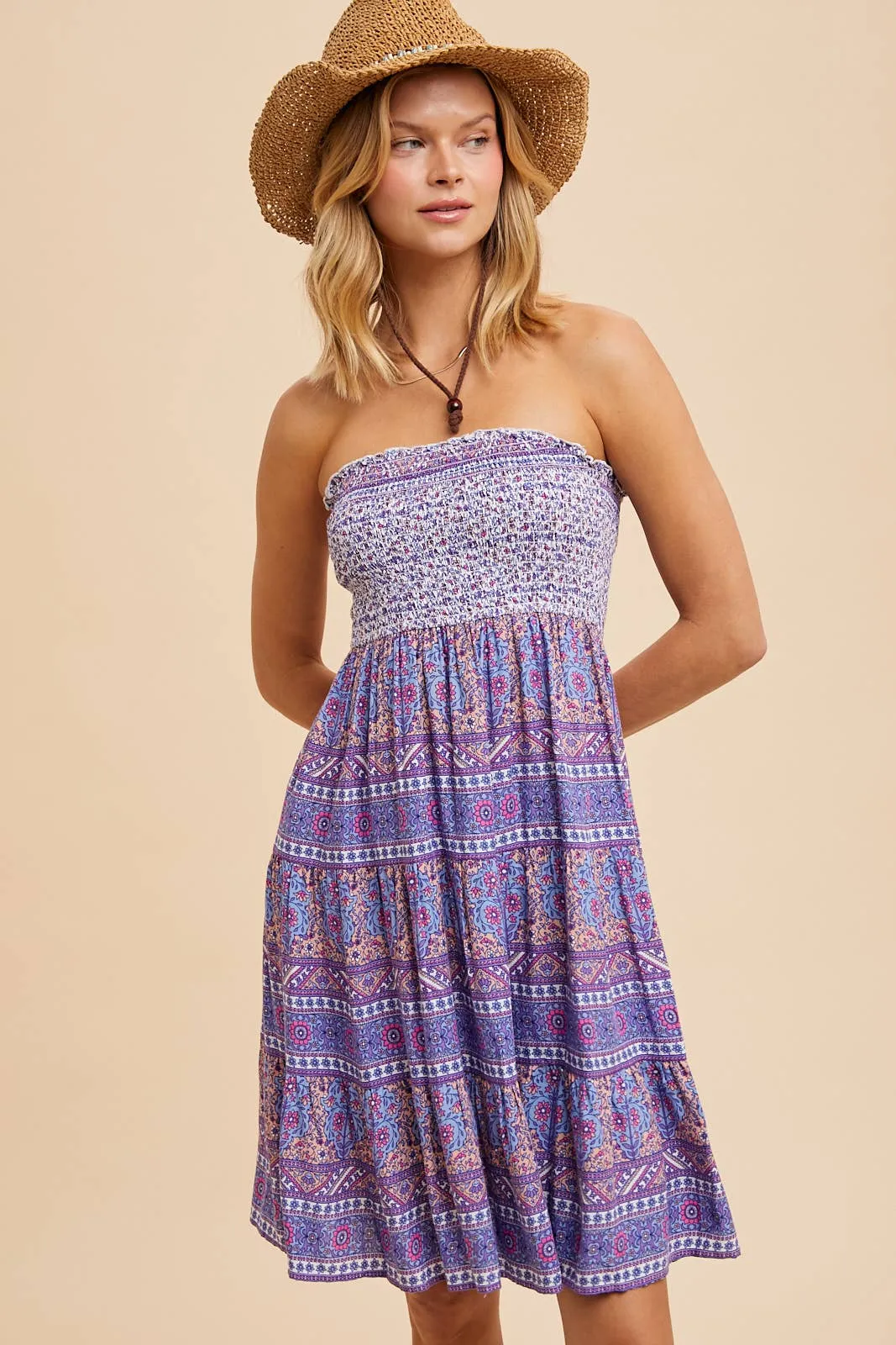 Printed Tube Mini Dress