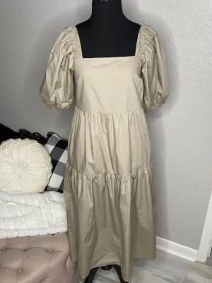Puff Sleeve Midi Dress