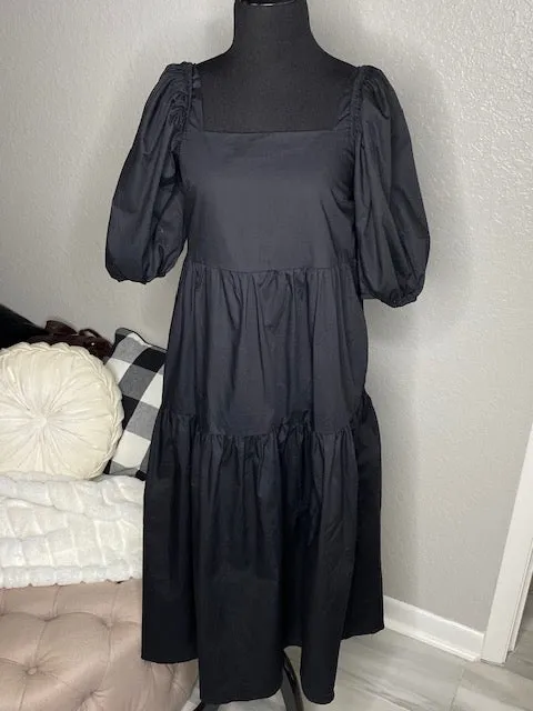 Puff Sleeve Midi Dress