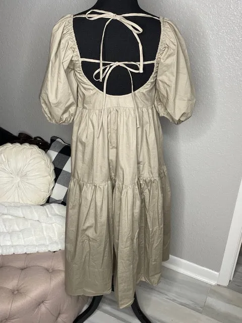 Puff Sleeve Midi Dress