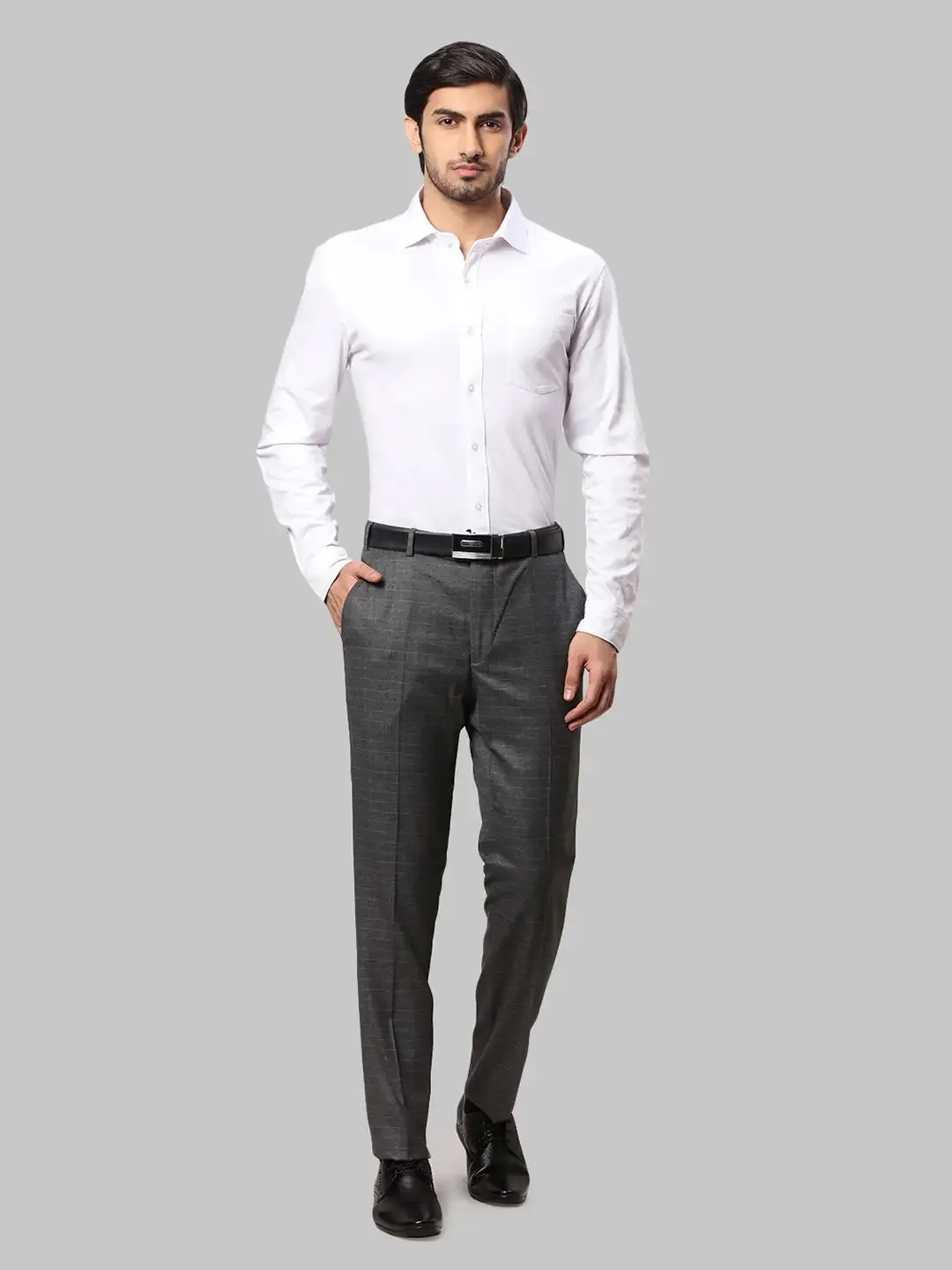Raymond Men Grey Slim Fit Polyester Blend Trousers