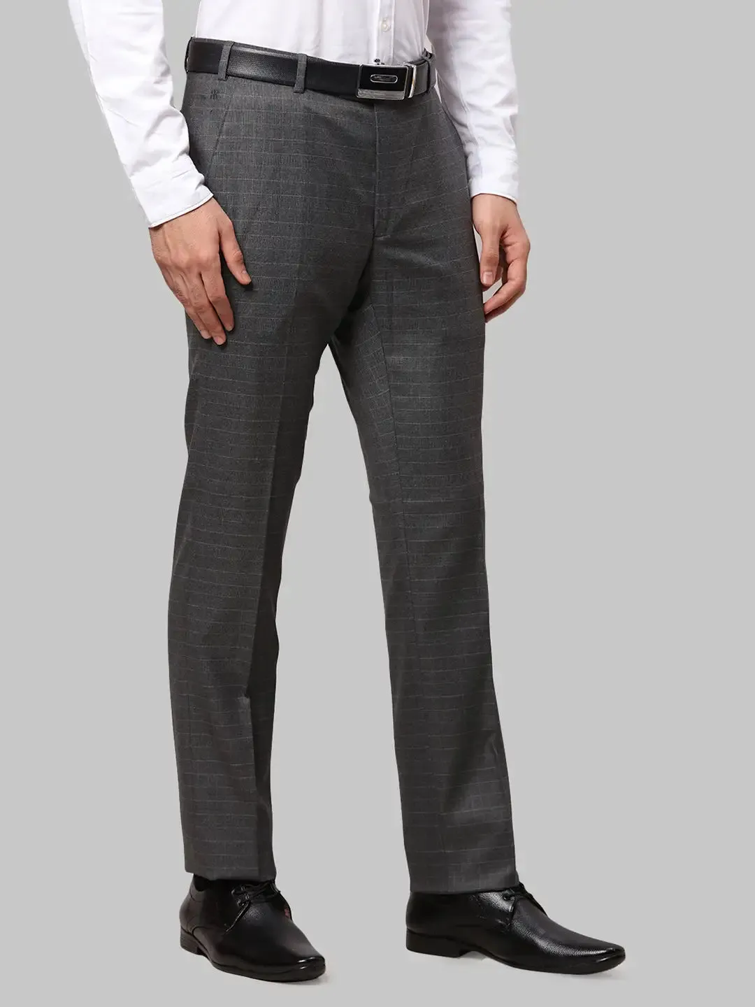Raymond Men Grey Slim Fit Polyester Blend Trousers