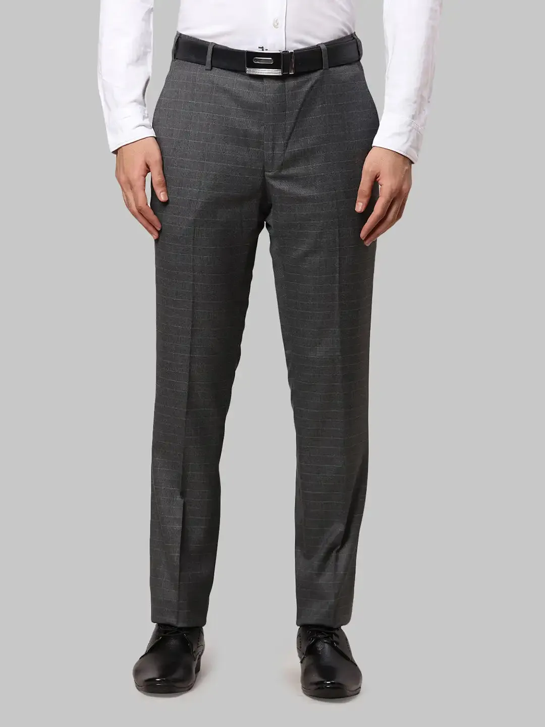 Raymond Men Grey Slim Fit Polyester Blend Trousers