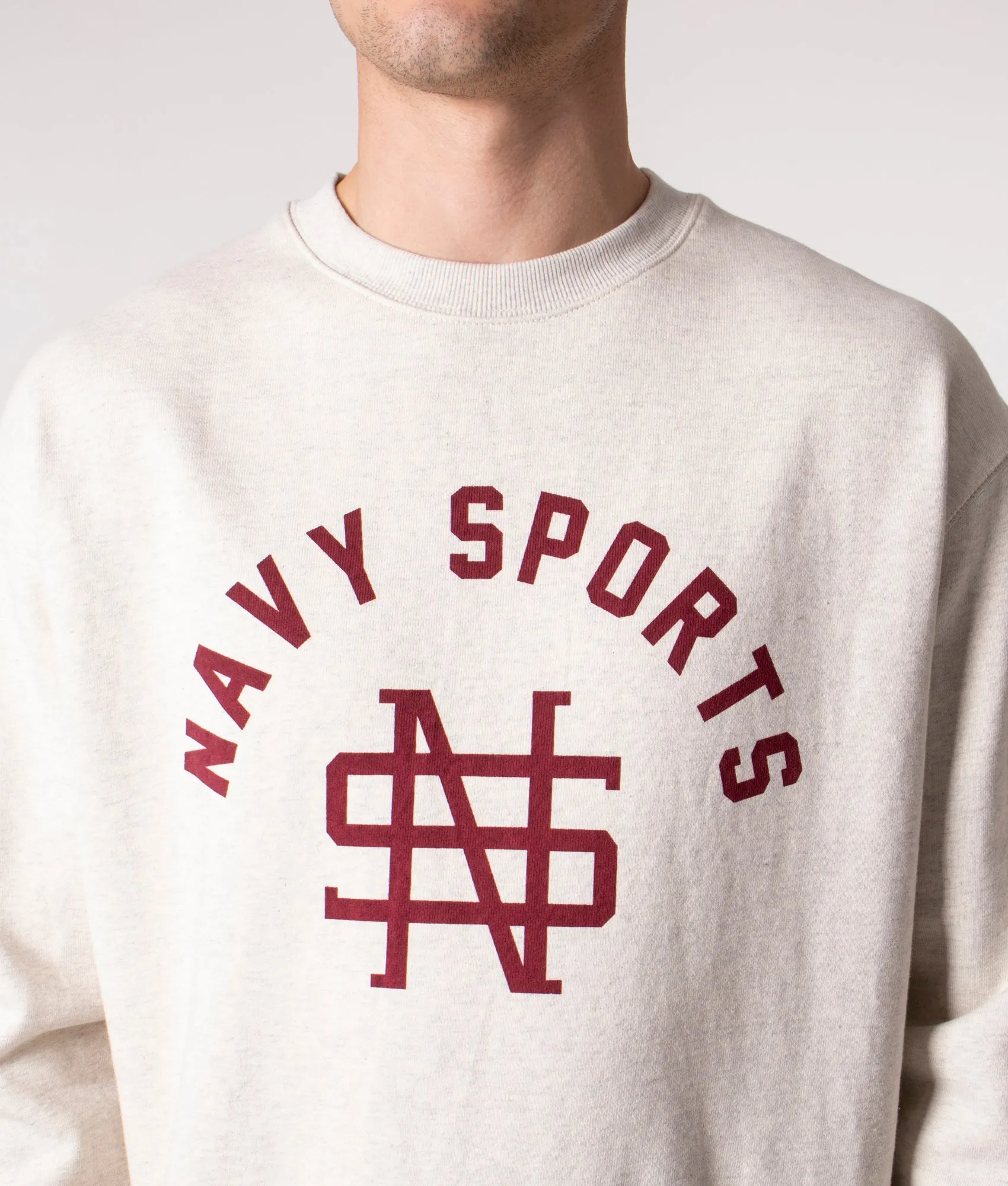 Relaxed Fit Navy Sports Logo Sweatshirt