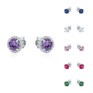 Round Multicolour Stud Set Sterling Silver