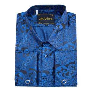 Royal Blue Paisley Regular-Fit Dress Shirt