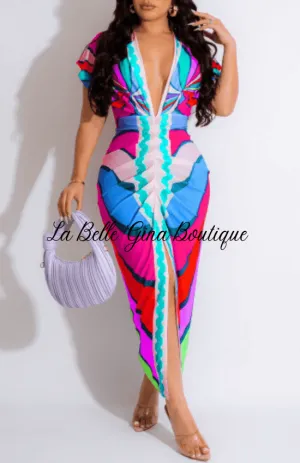 Sadia Short Sleeve Long Dress-Rose Red-FINAL SALE