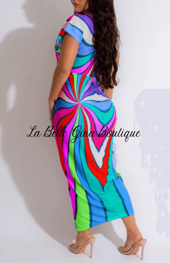 Sadia Short Sleeve Long Dress-Rose Red-FINAL SALE