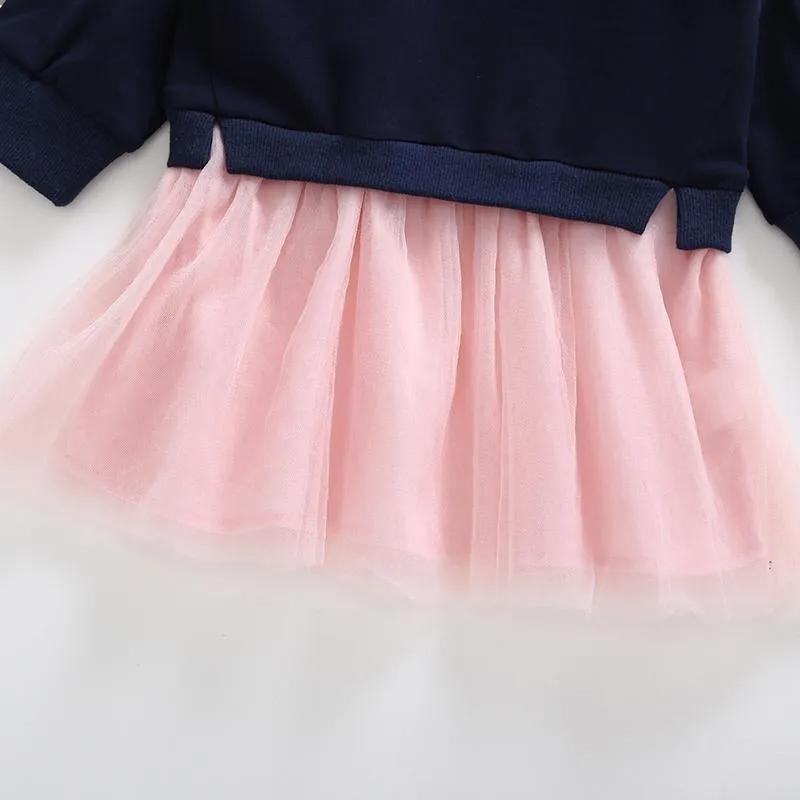 Sakura Embroidery Long Sleeve Mesh Tulle Dresses