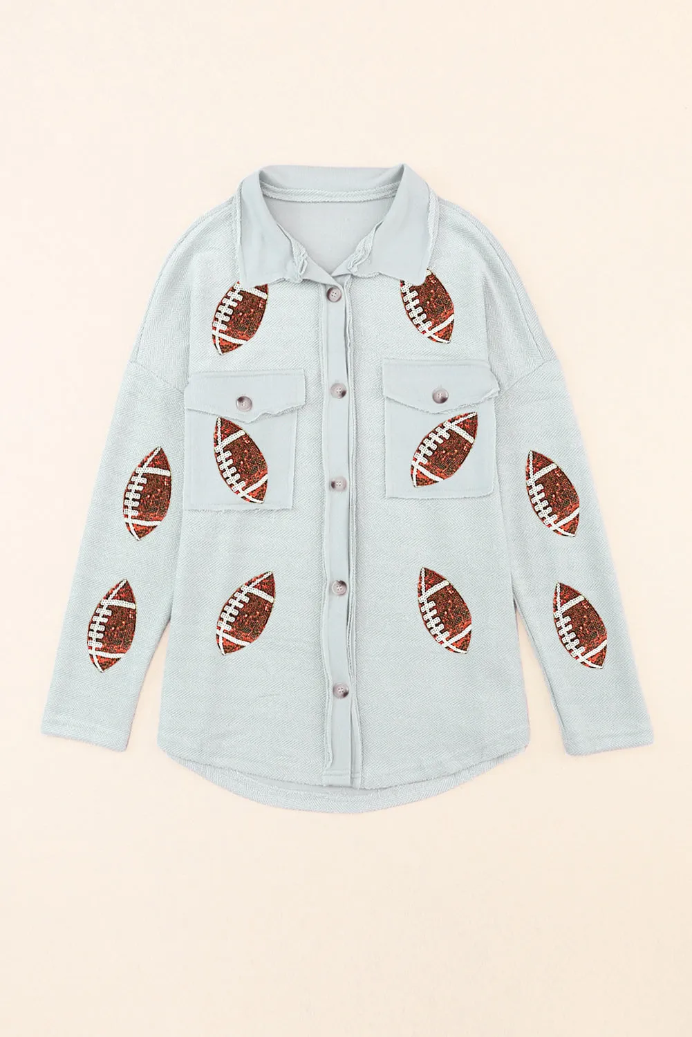 Sequin Sassy Football Buttoned Shacket