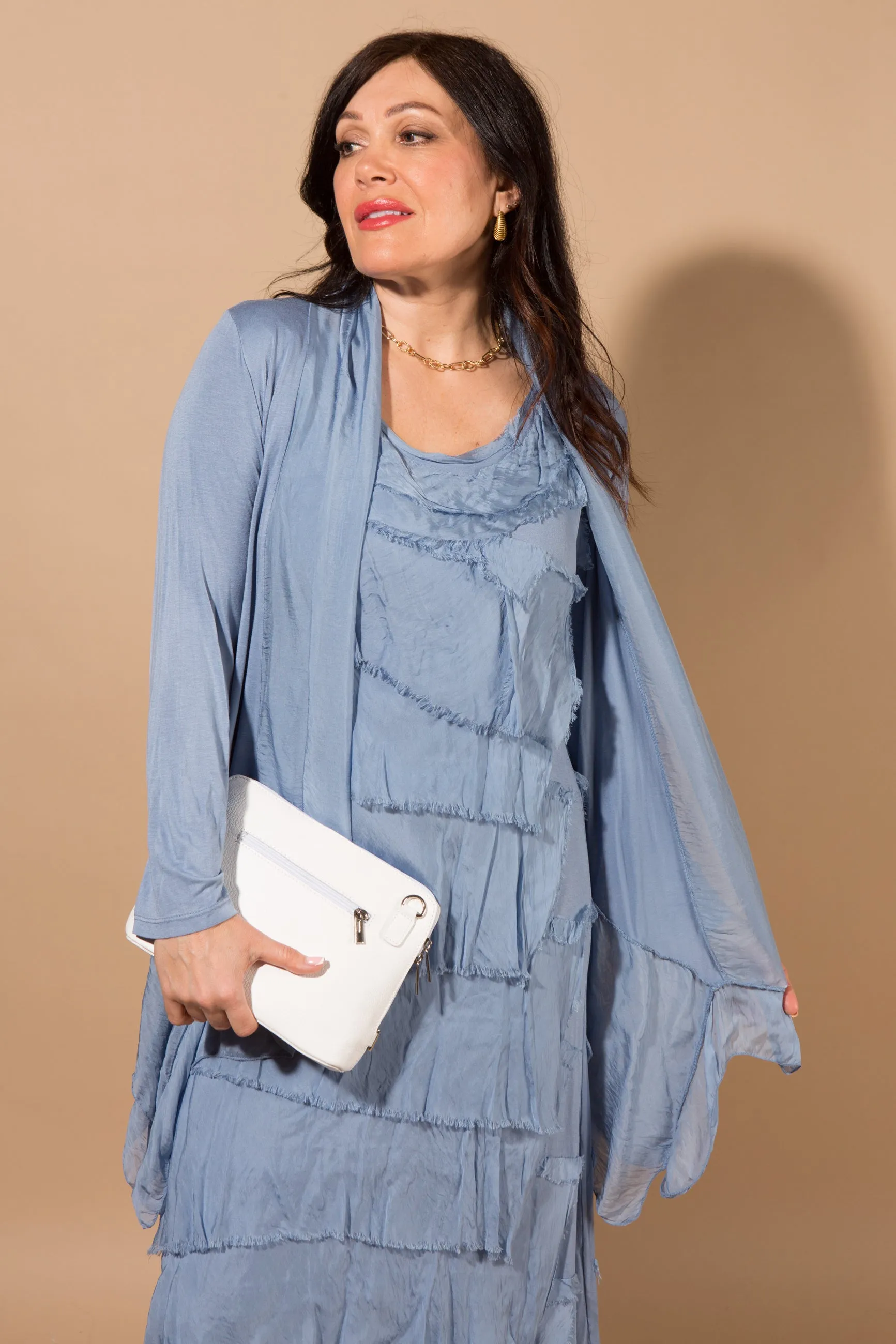 Silk Blend Drape Cardigan