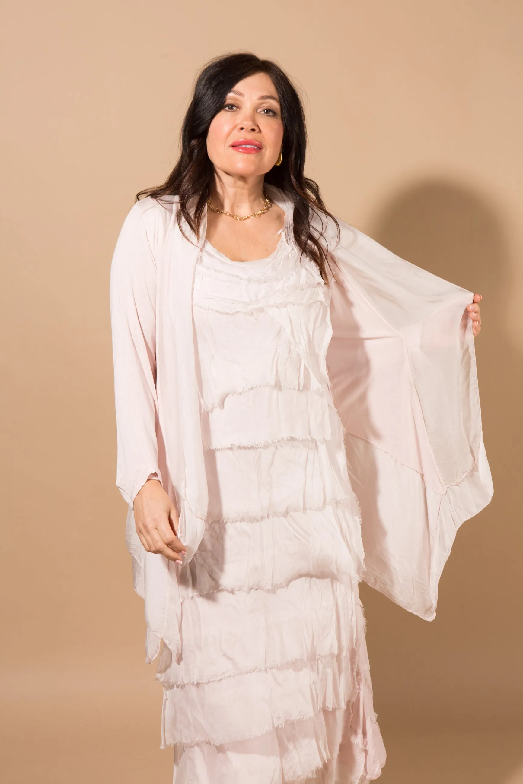Silk Blend Drape Cardigan