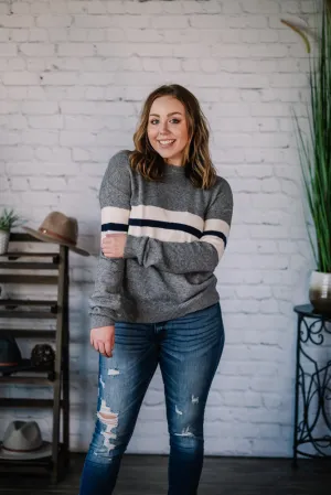 Stayin' Warm Stripe Panel Sweater
