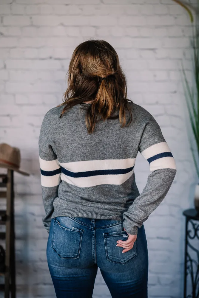 Stayin' Warm Stripe Panel Sweater