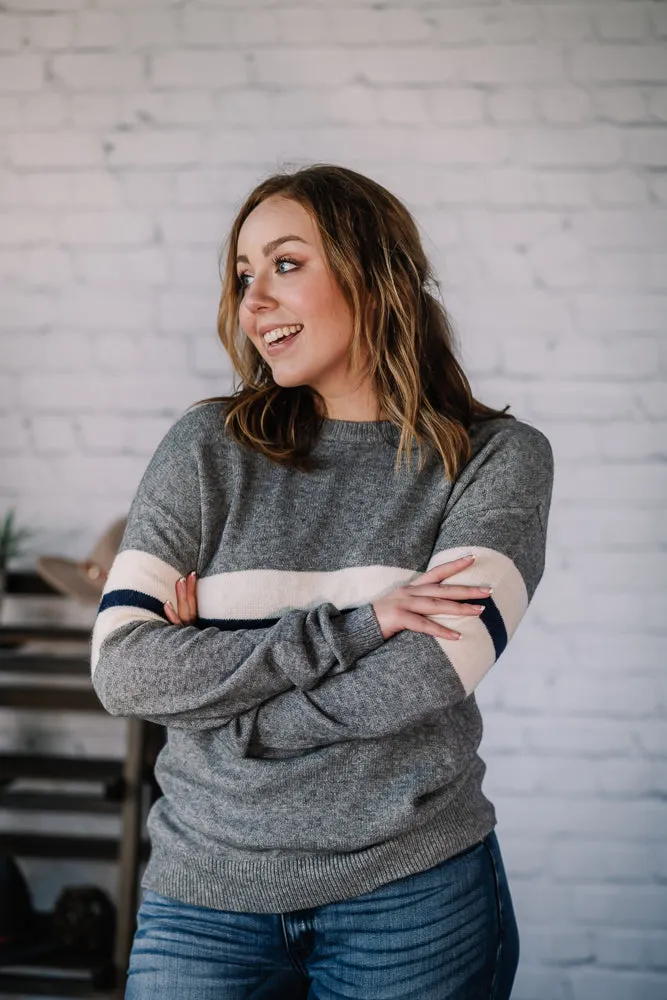 Stayin' Warm Stripe Panel Sweater