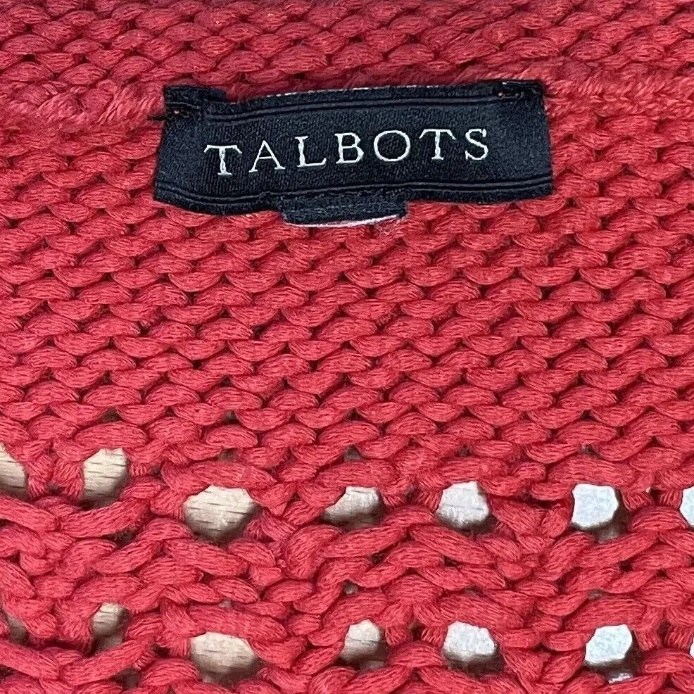 Talbots Women's Cozy Sweater Chunky Knit Sheer Tunic Red Size M