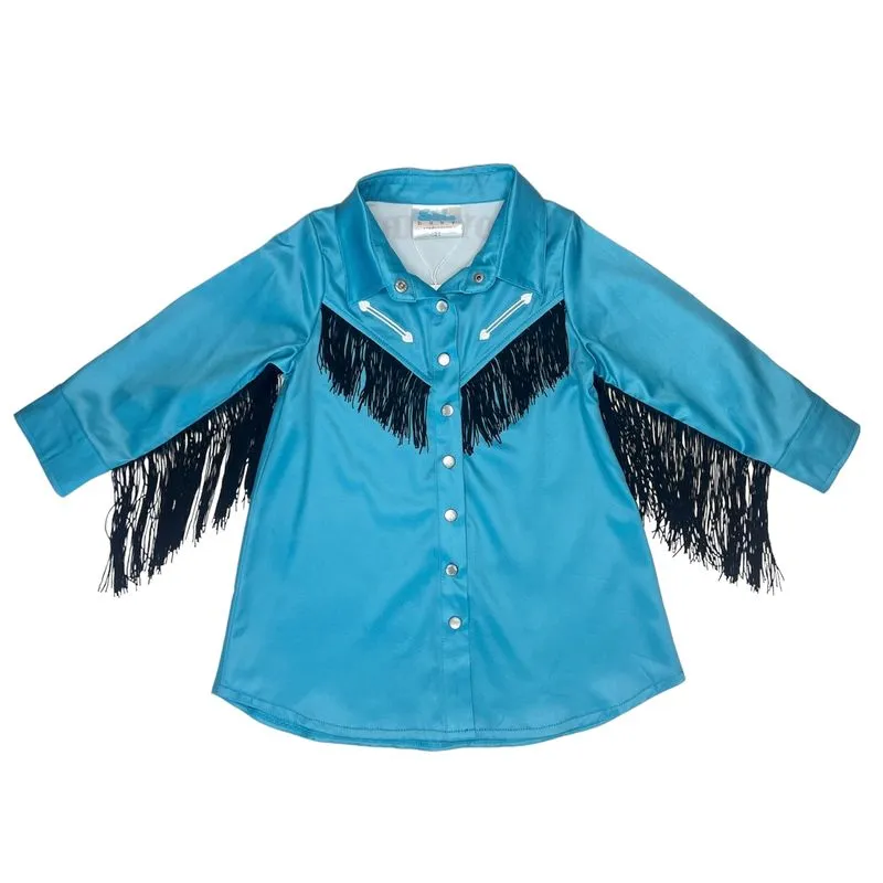 Teal Cowgirl Vintage Long Sleeve Dress Kid (6-7)
