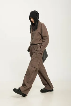THELIGHT women's workwear vintage jumpsuit pants outdoor camping earth color mountain system