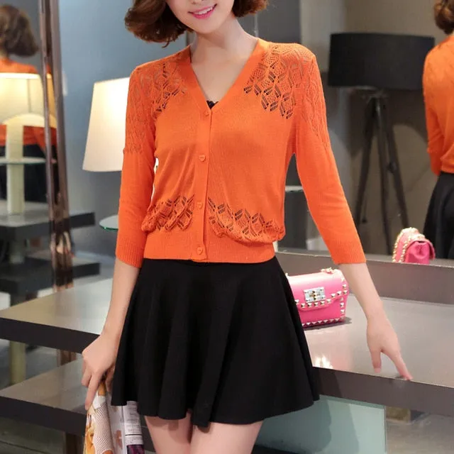 Thin knitted sweater cardigan summer