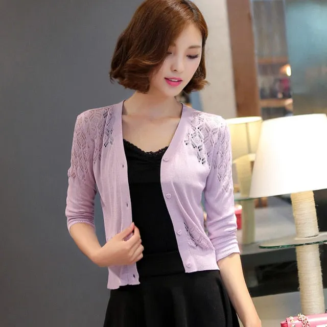 Thin knitted sweater cardigan summer