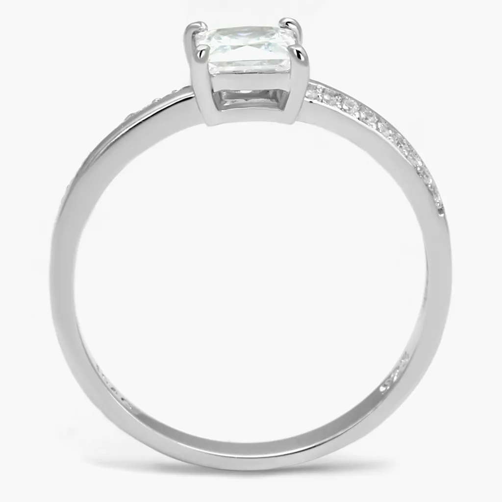 TS558 - 925 Sterling Silver Ring Rhodium Women AAA Grade CZ Clear