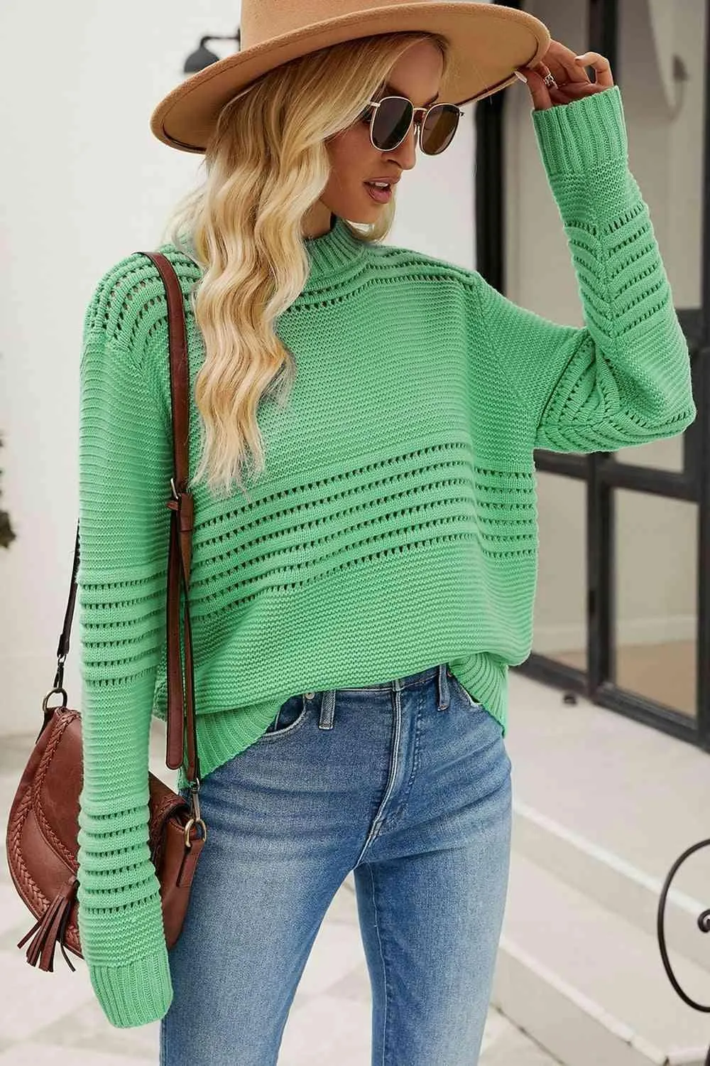 Warm In Style Mock Neck Pullover Sweater