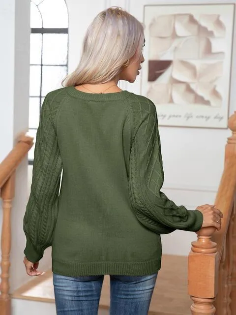 Warm Satisfaction Buttoned Cable-Knit Sweater