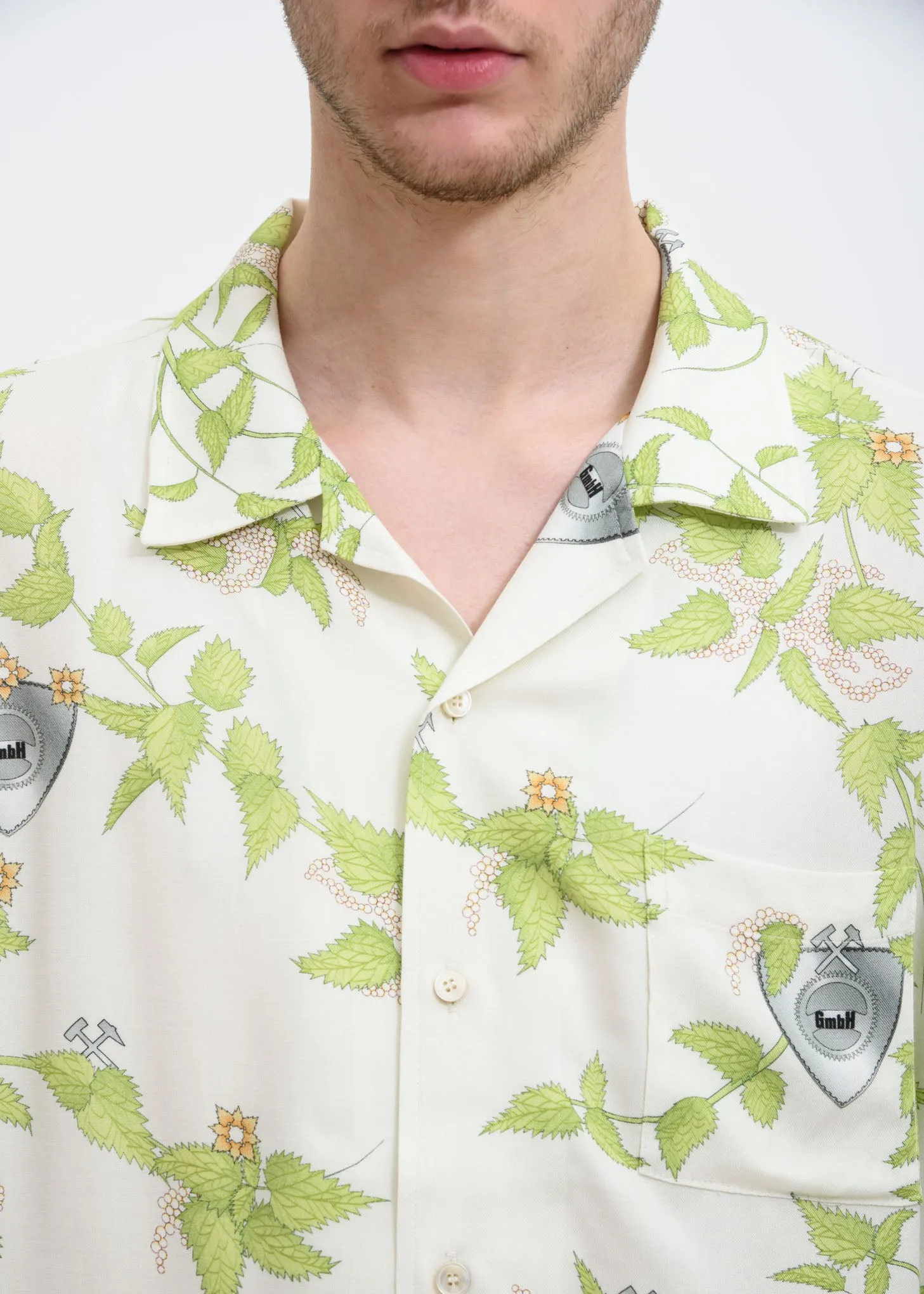 White Print Luka Bowling Shirt