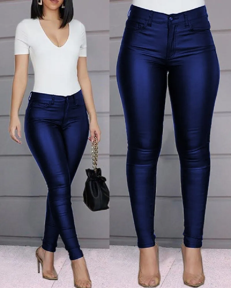 Women's Elegant Vegan Leather Skinny Fit Trousers | Ideal for Autumn/Winter