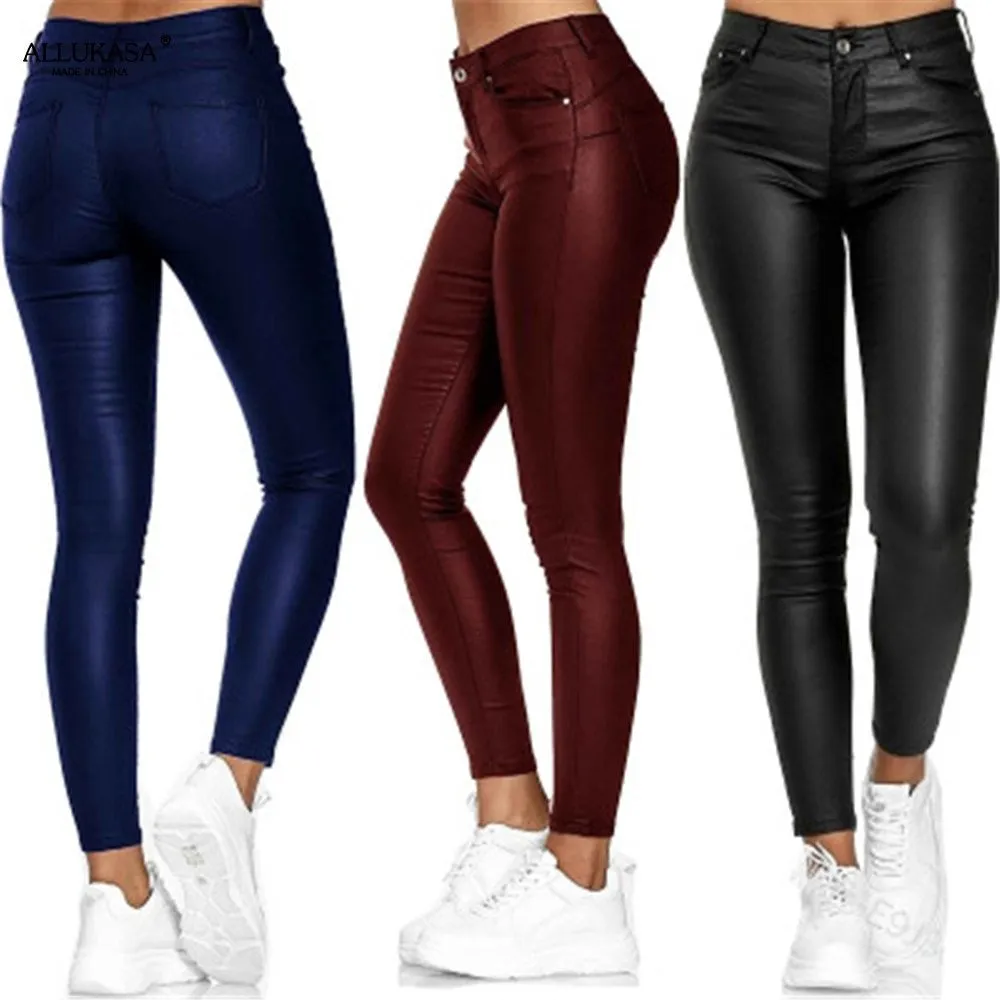 Women's Elegant Vegan Leather Skinny Fit Trousers | Ideal for Autumn/Winter