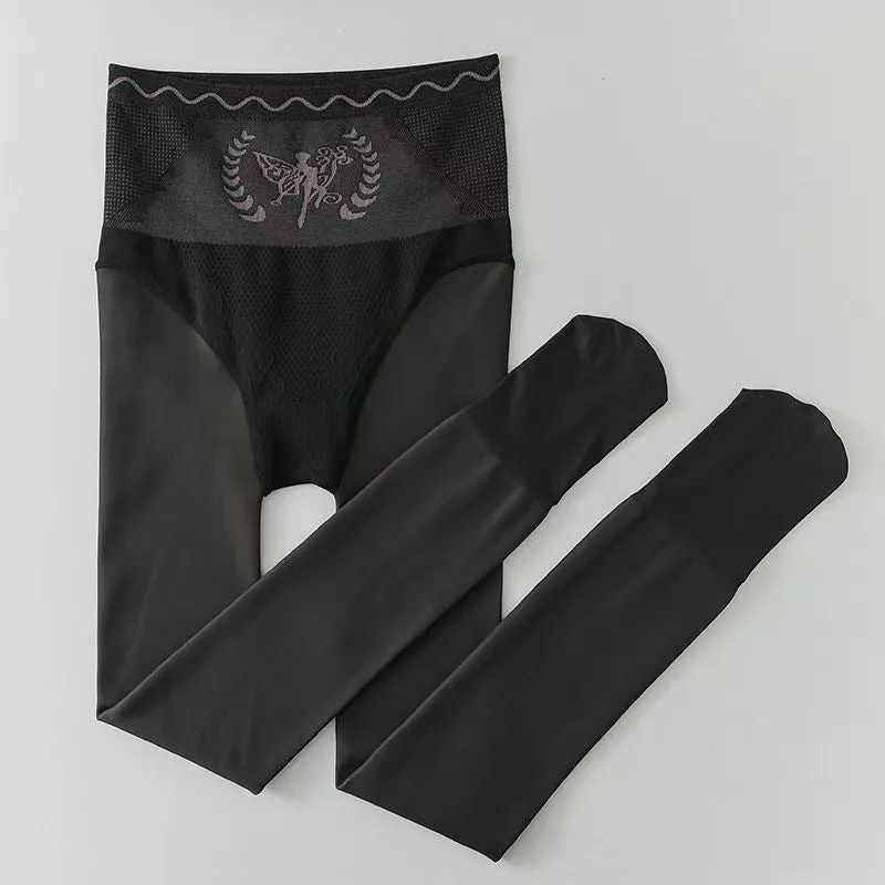 Women's High-Waist Plush-Lined Tummy Control Sheer Tights