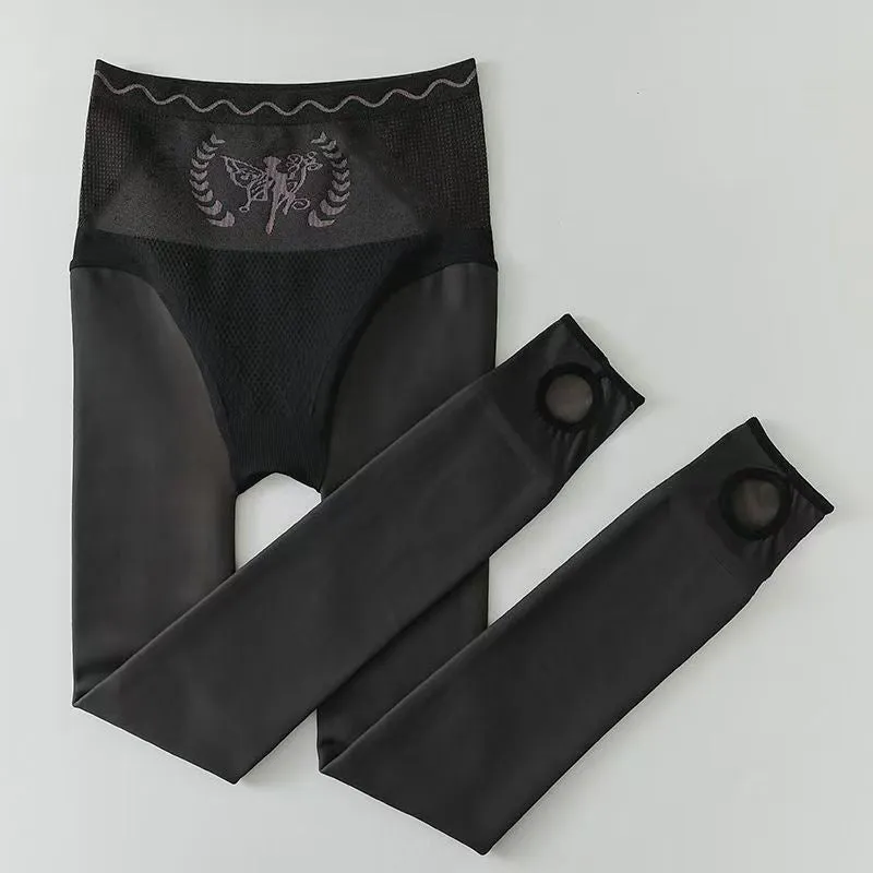 Women's High-Waist Plush-Lined Tummy Control Sheer Tights