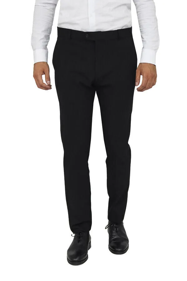 WSS Slim Fit Plain Black Men Pants  - Singen