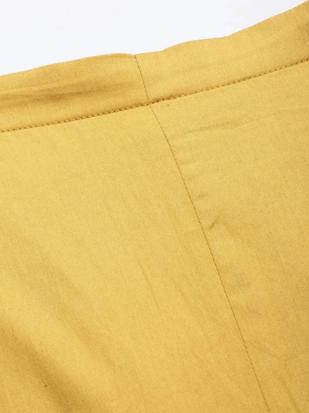 Yellow Solid Silk Trousers