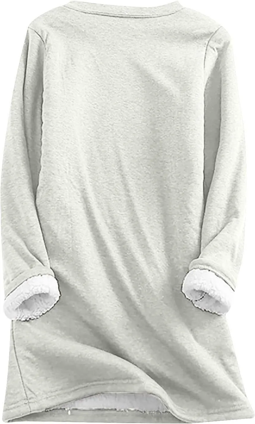 Yes,I'm Still -Me 24:7 Sherpa Lined Sweatshirt Women Faux Thermal Fluffy Coat Casual Loose Loungewear